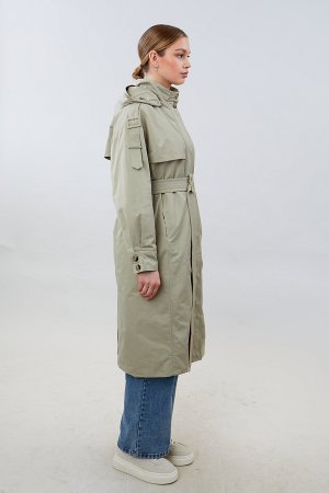 Пальто женское удлинённое с капюшоном