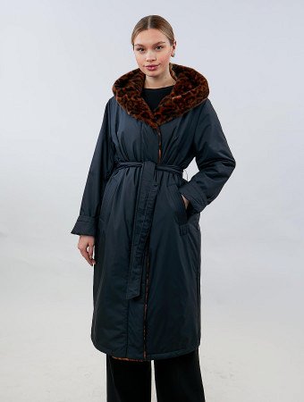 Пальто женское с искусственным мехом